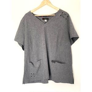 KOI Basics Andi Scrub Top Heather Gray Plus Size 3X New with tag D147